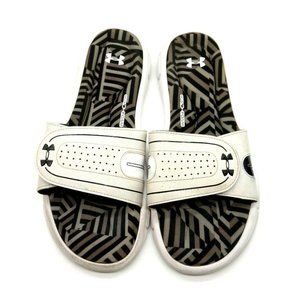 Under Armour 4 D Foam White Leather Adjustable Slide Sandals Shoes Women's 11